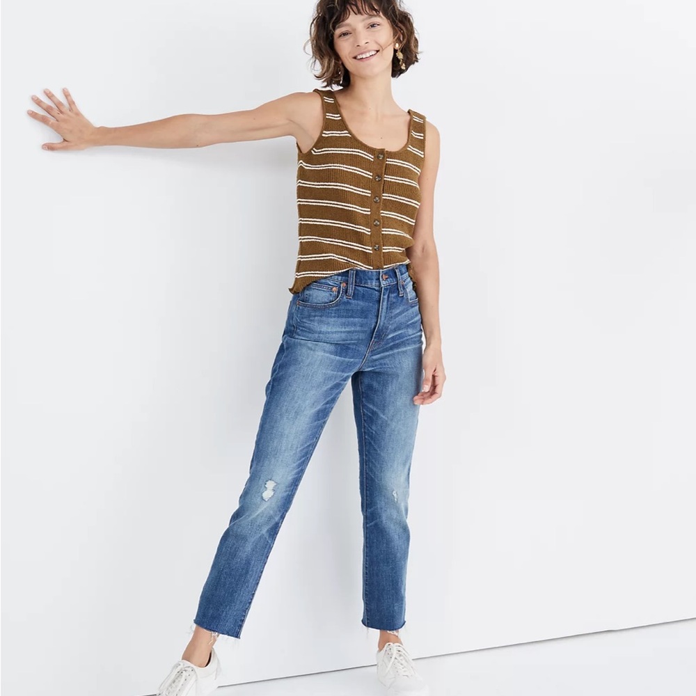 Madewell The High-Rise Slim Crop Boyjean- Raw-Hemmed Edition Sz 26